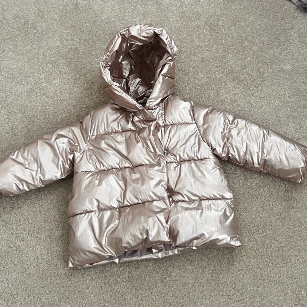 Zara Toddler Girl’s Pink Metallic Puffer Winter Jacket
